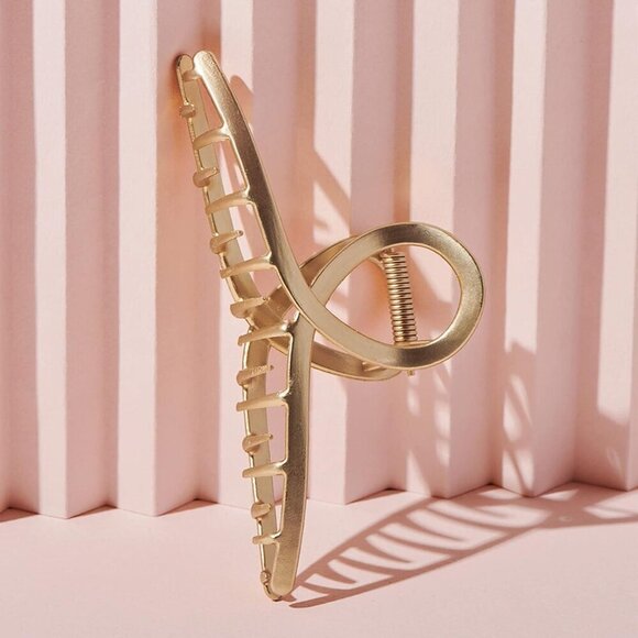 French Twist Claw Clip Gold Metal Loop Hair Accessory for Elegant Styles